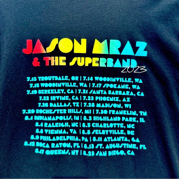 Jason Mraz & the Superband 2023 Concert Shirt Size M (check measurement pics) - Picture 3 of 6